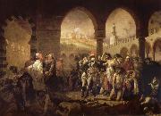 unknow artist Napoleon in the plague house in Jaffa oil painting on canvas